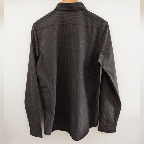 DKNY | Men's Carbon Striped Button Down Long Sleeved Dress Shirt - Picture 4 of 5